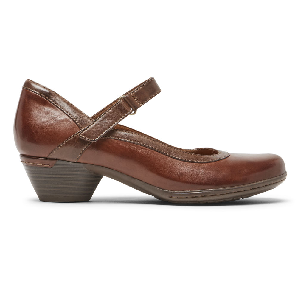 Zapatos Bajos Rockport Mujer Mexico - Cobb Hill Laurel Mary Jane Marrom - PHVDW1640